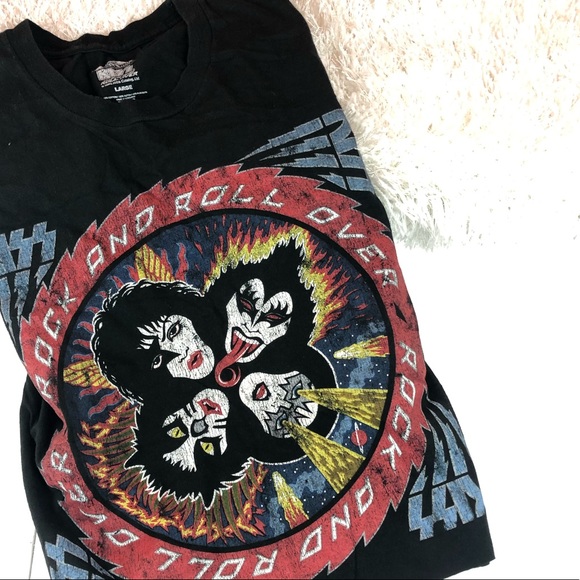 Vans Tops - Kiss Band Rock and Roll Crop Tee Shirt L